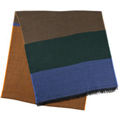 Striped Wool Scarf - Pumpkin / Hazelnut / Forest / Blue