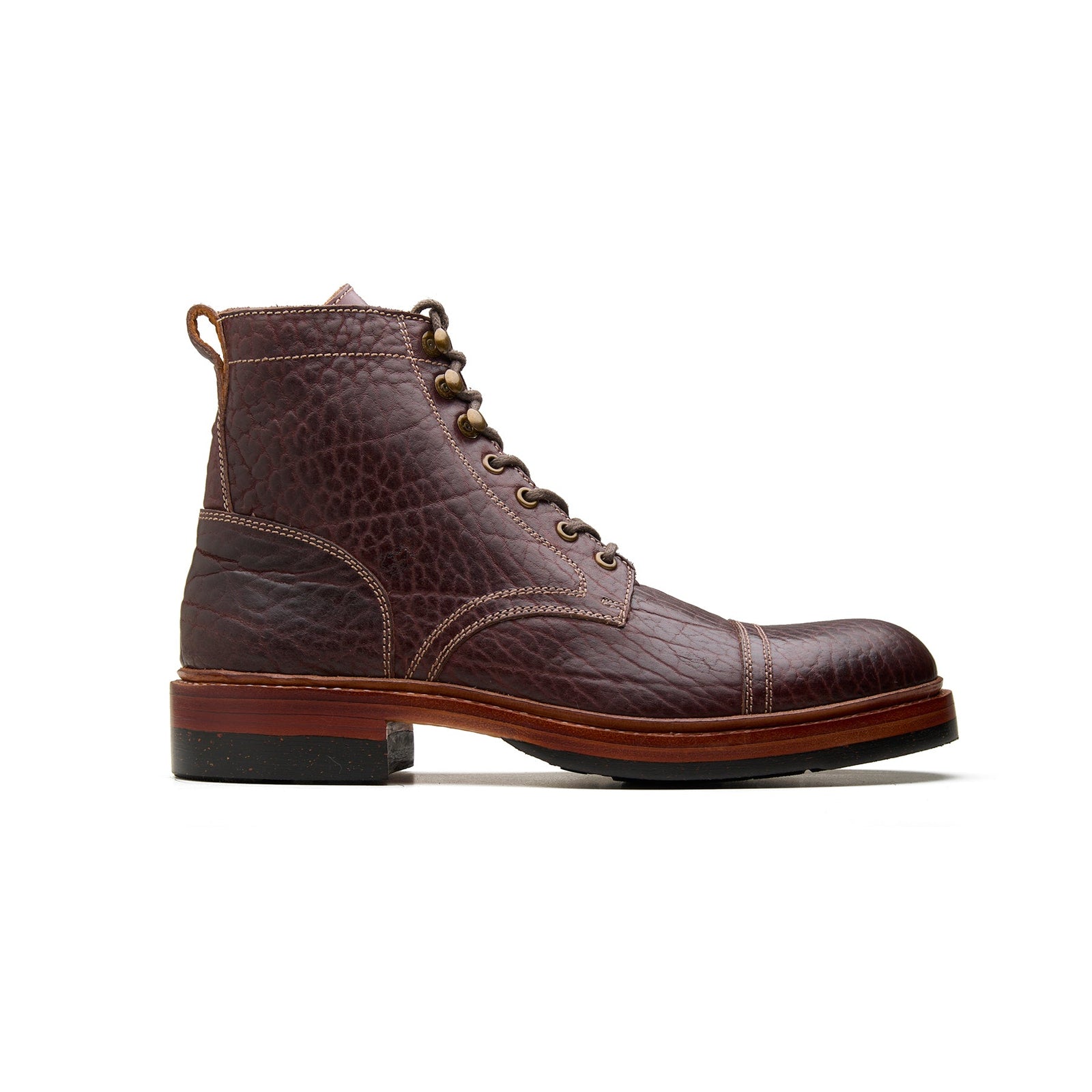 Dixon Z Cap Toe Derby Boot Mahogany Shrunken Bison