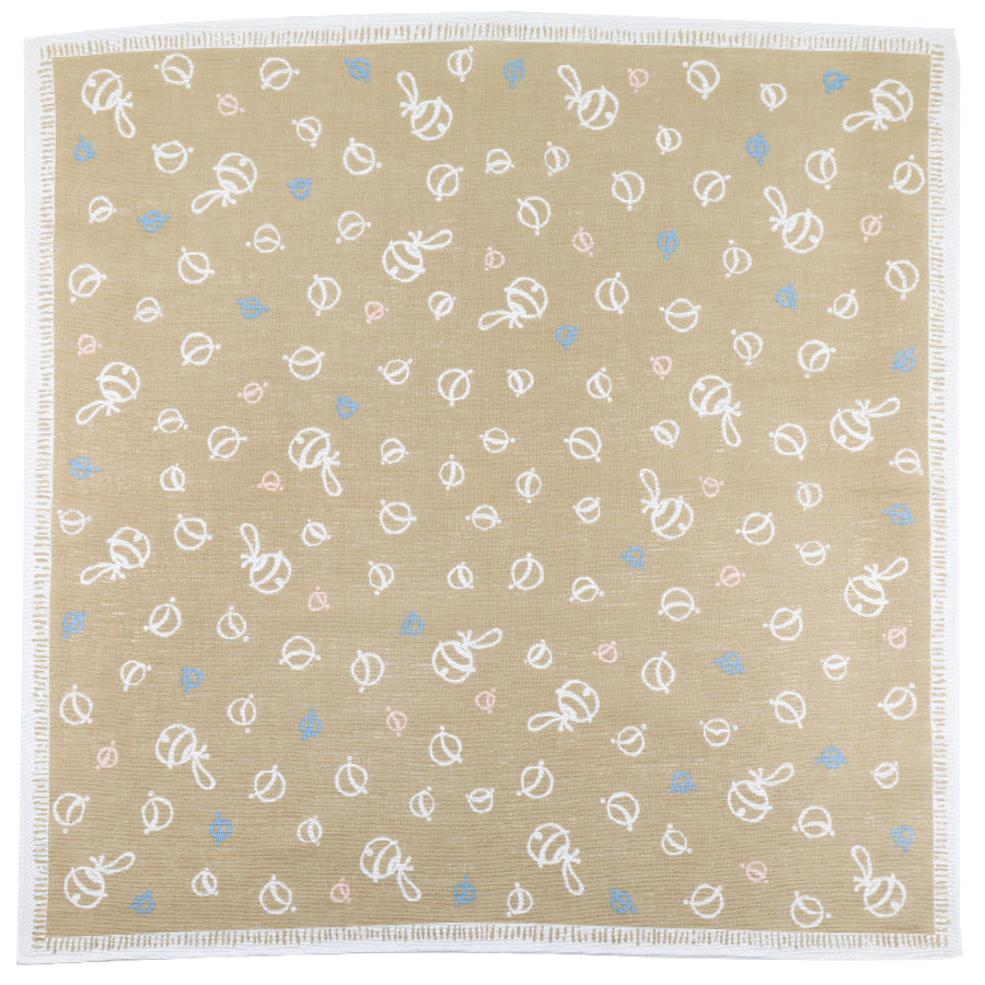 Kimono Motif Cotton Handkerchief Beige