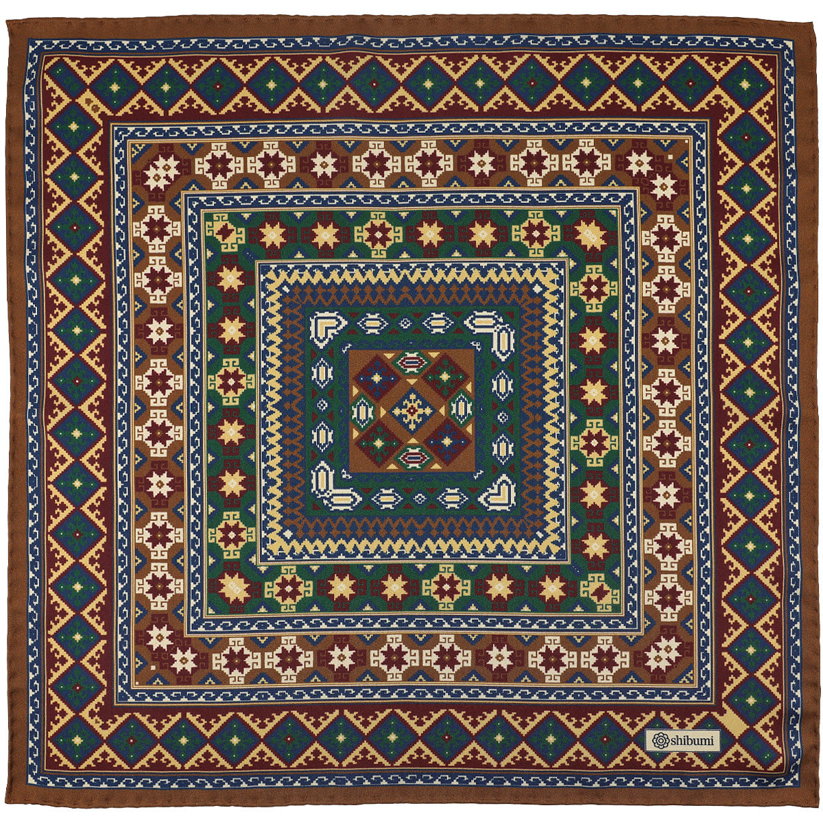 8 Bit Motif Silk Pocket Square Brown 40x40cm