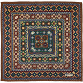 8 Bit Motif Silk Pocket Square - Forest / Brown - 40x40cm