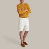 Ribbed Cotton Raglan Sleeved Sweater In Gold