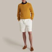 Ribbed Cotton Raglan Sleeved Sweater In Gold
