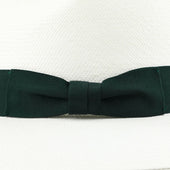 Panama Hat Ivory Forest Green Ribbon Llano