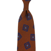 Printed Grossa Grenadine Silk Tie - Copper - Hand-Rolled