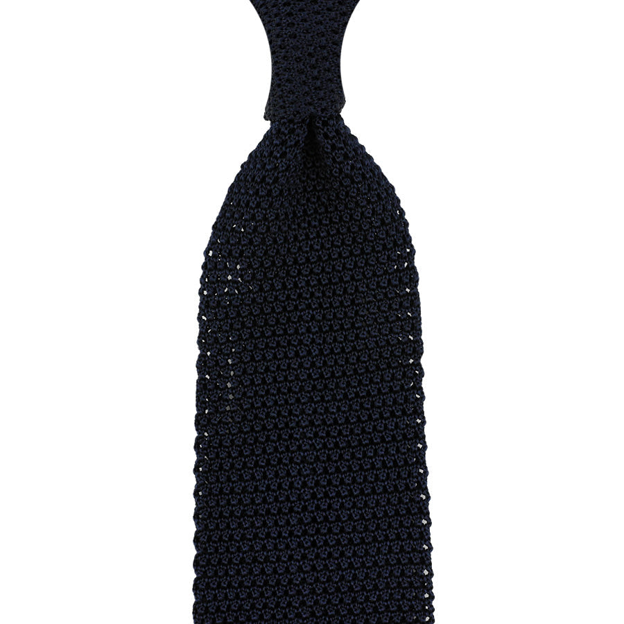 V Point Knit Tie Midnight Silk