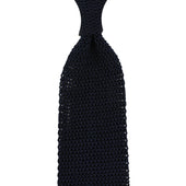 V-Point Knit Tie - Midnight - Silk
