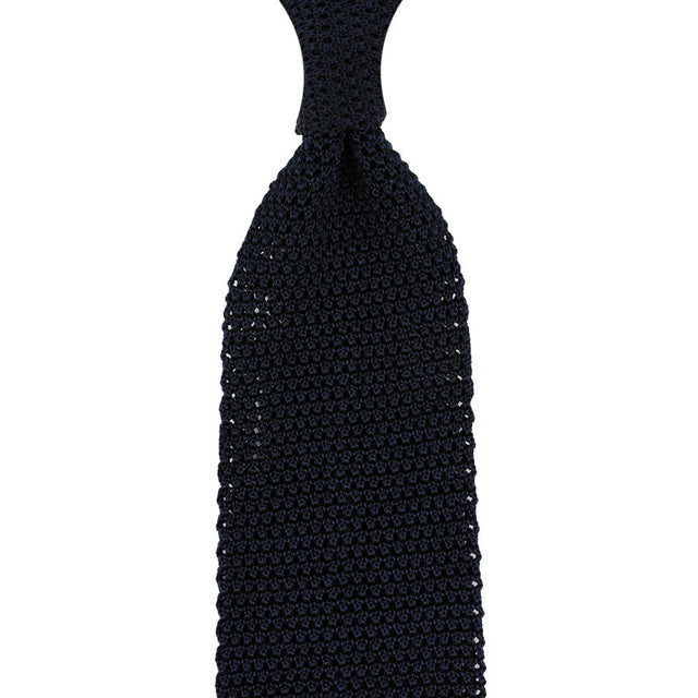 V-Point Knit Tie - Midnight - Silk