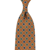Floral Printed Silk Tie - Beige - Hand-Rolled