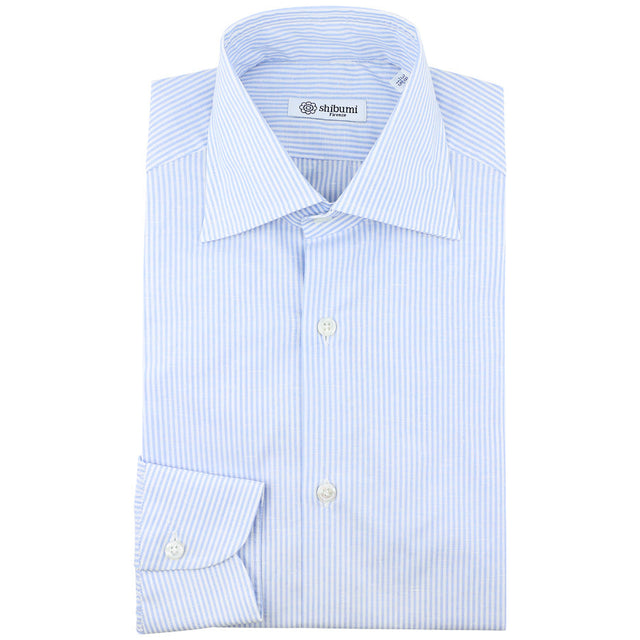 Cotton / Linen Semi Spread Shirt - White / Light Blue