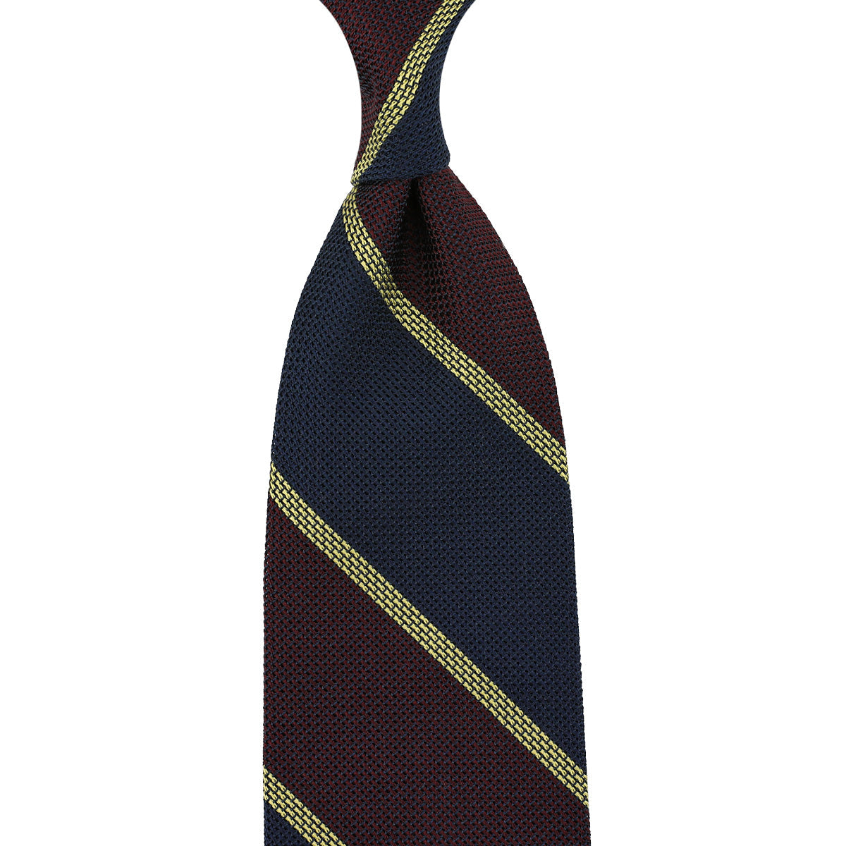 Striped Fina Grenadine Silk Tie Navy Burgundy