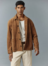 Afterward Suede Chore Jacket | Tan
