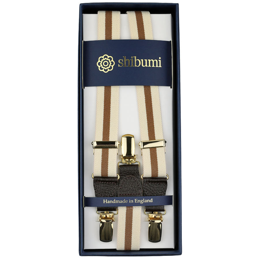 Elastic Rayon Clips Braces Cream Beige