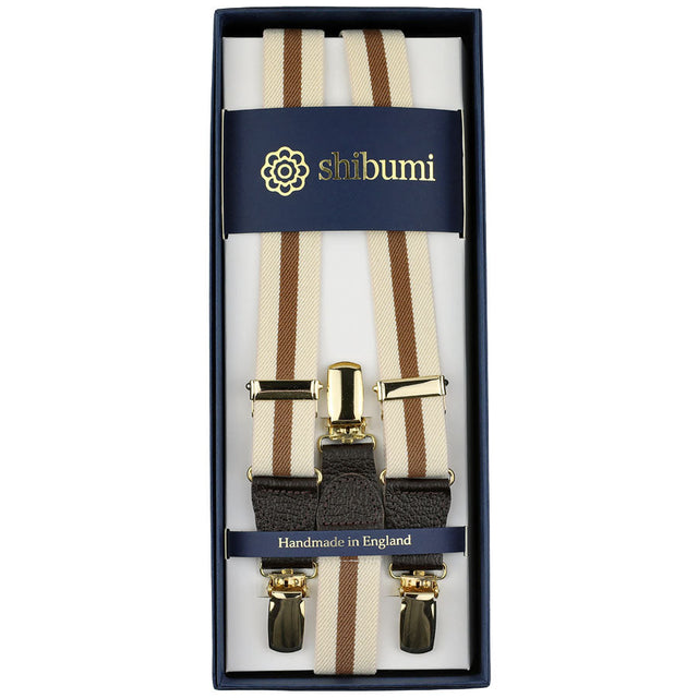 Elastic Rayon Clips Braces - Cream / Beige