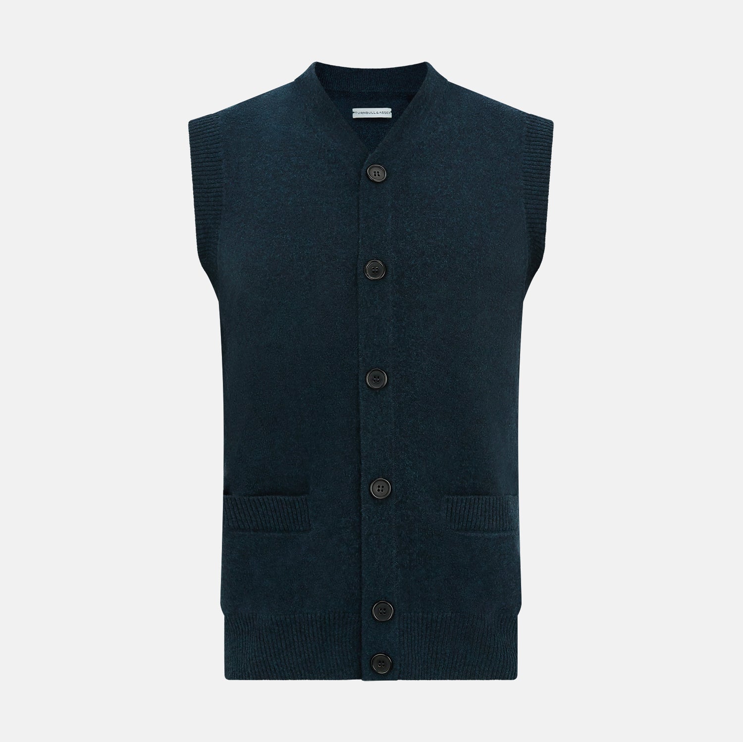 Dark Green Melange Cashmere Sleeveless Cardigan