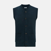 Dark Green Melange Cashmere Sleeveless Cardigan