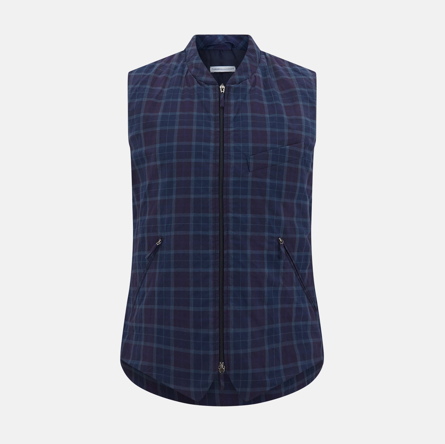 And Purple Plaid Check Padded Gilet