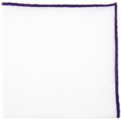 Irish Linen Shoestring Pocket Square - White / Eggplant