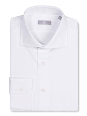 Spread Collar White Micro Twill Shirt