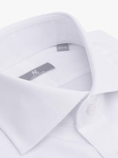 Spread Collar White Micro Twill Shirt