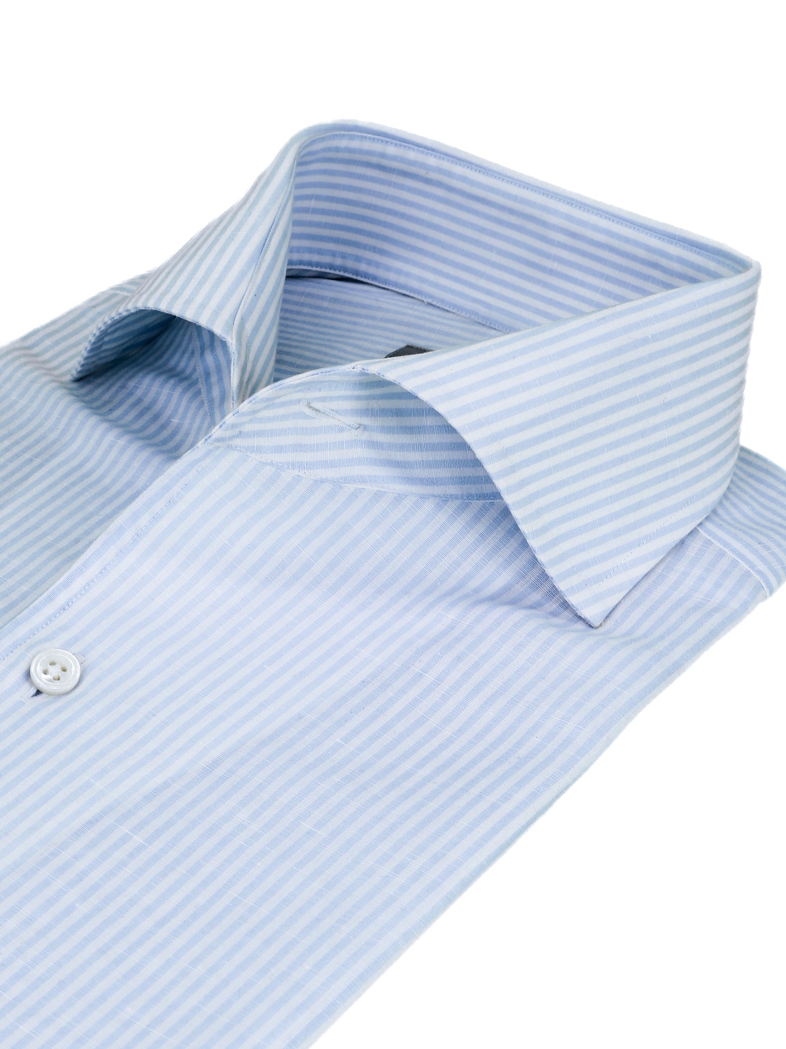 Sky Stripe Cotton Linen Ascot Collar Shirt
