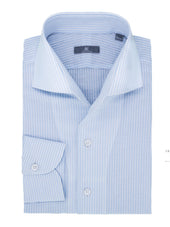 Sky Stripe Cotton Linen Ascot Collar Shirt