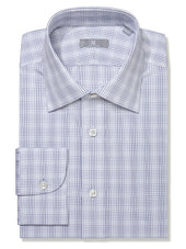 120s Blue Tattersall Check Shirt - Elgin Fit (SLIM)