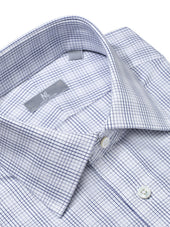 120s Blue Tattersall Check Shirt - Elgin Fit (SLIM)