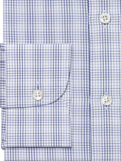 120s Blue Tattersall Check Shirt - Elgin Fit (SLIM)