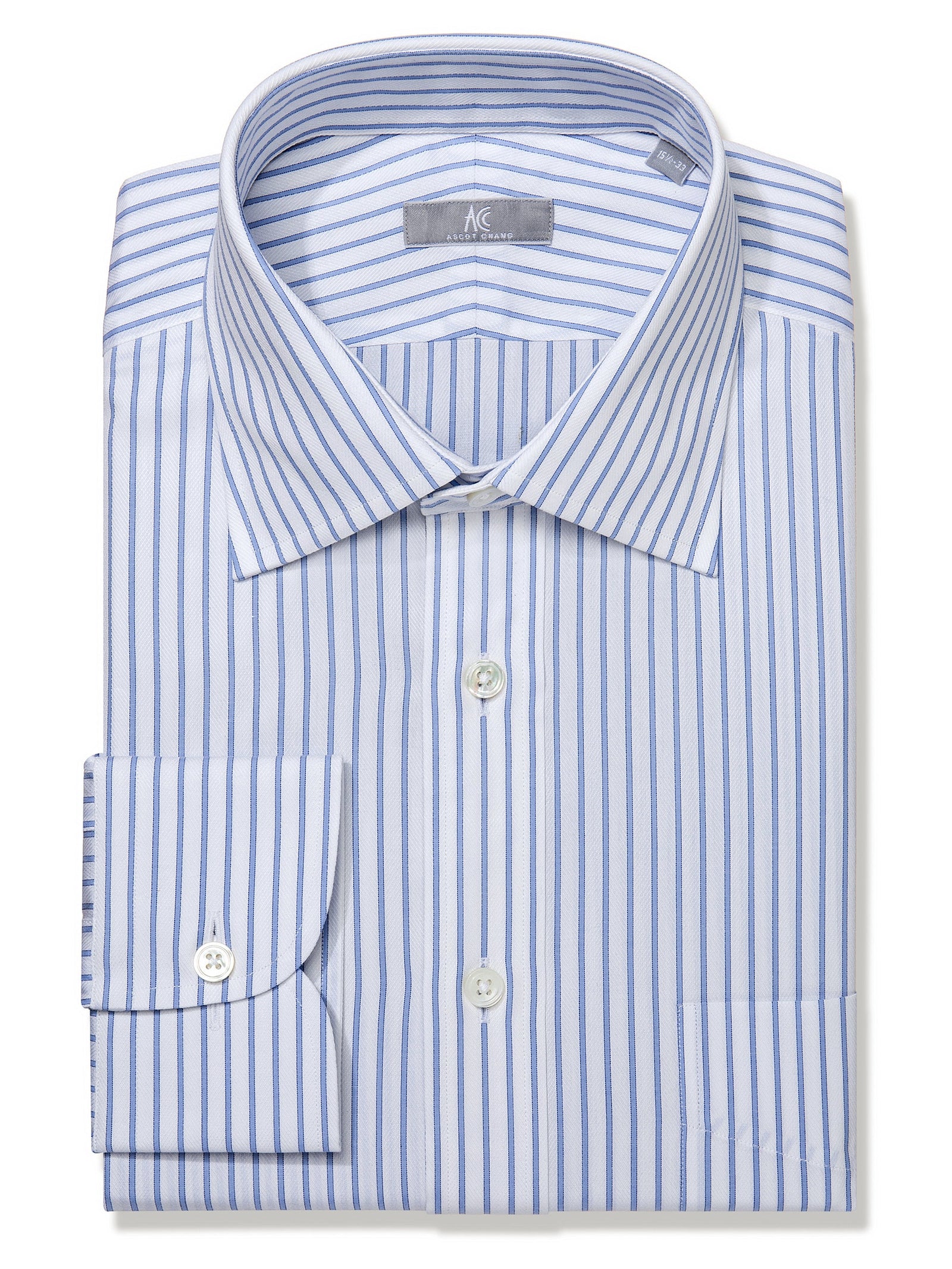 Blue Stripe Shirt with Herringbone Weave - Elgin Fit (SLIM)