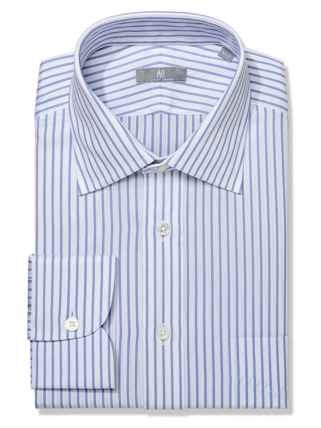 Blue Stripe Shirt with Herringbone Weave - Elgin Fit (SLIM)