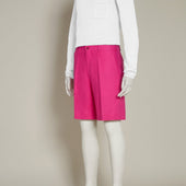 Tailored Linen Beach Shorts In Fuchsia