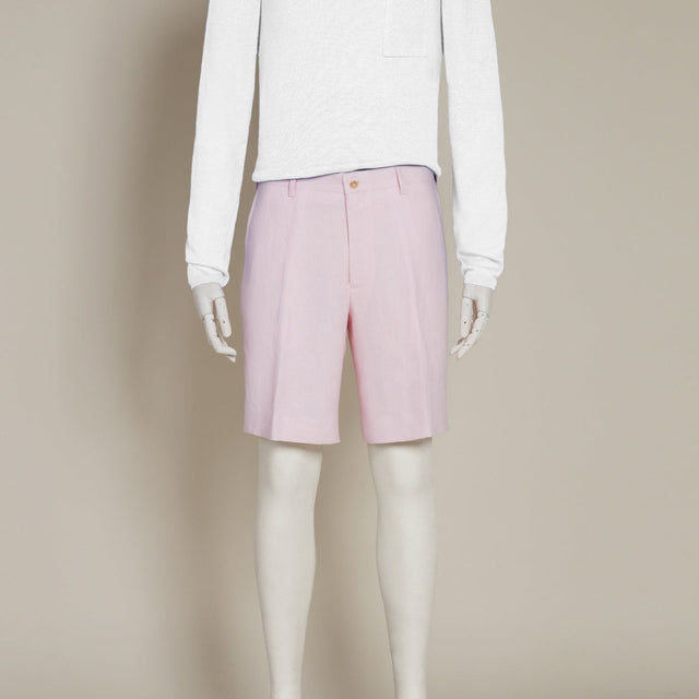 Tailored Linen Beach Shorts In Light Pink