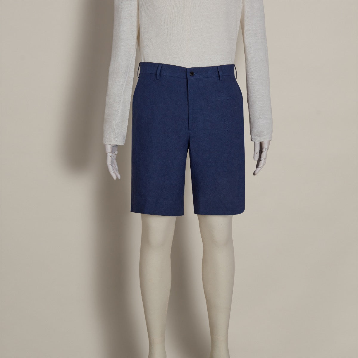 Tailored Linen Beach Shorts In Dark Blue
