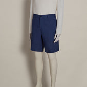 Tailored Linen Beach Shorts In Dark Blue