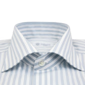 Poplin Semi Spread Shirt Light Grey Butcher Stripe