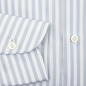 Poplin Semi Spread Shirt Light Grey Butcher Stripe