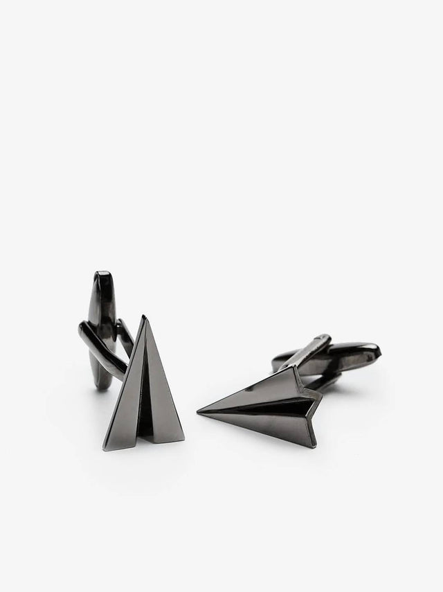 Black Cufflinks Airplane