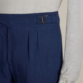 Irish Linen Gurkha Shorts In Dark Blue