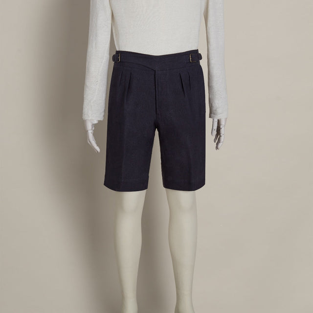 Irish Linen Gurkha Shorts In Dark Navy
