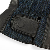 Blue Cashmere Lined Gloves With Harris Tweed Back