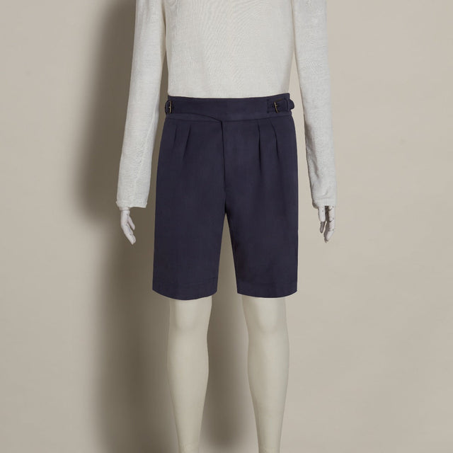 Brushed Cotton Gurkha Shorts In Navy
