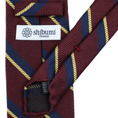 Striped Boucle Silk Tie Navy Hand Rolled