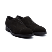 Cap Toe Oxford Shoe With Rubber Sole [Men Black suede calfskin]