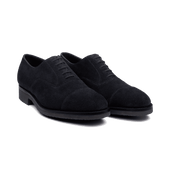 Cap Toe Oxford Shoe With Rubber Sole[Men Navy blue suede calfskin]