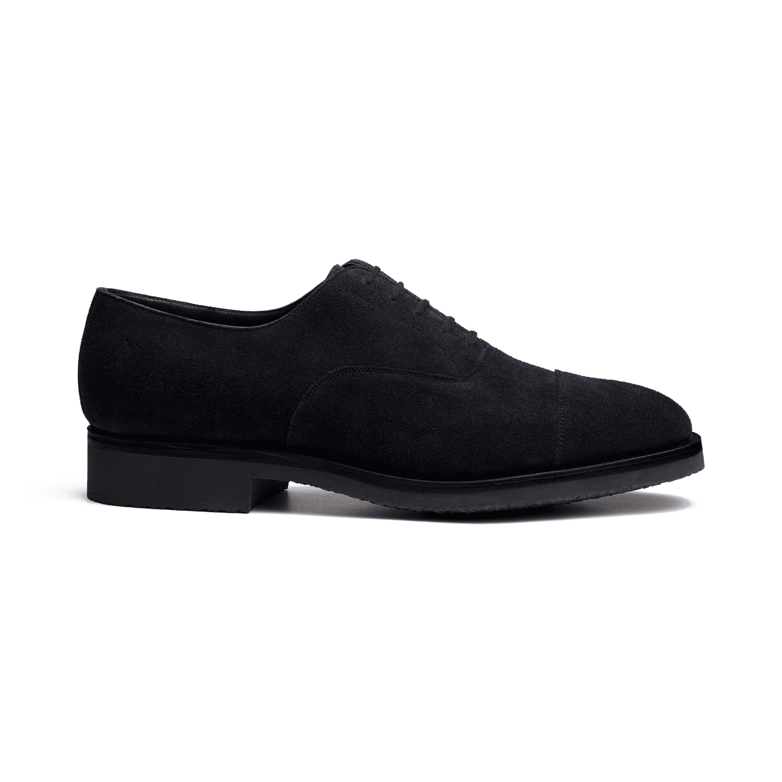 Cap Toe Oxford Shoe With Rubber Sole[Men Navy blue suede calfskin]