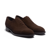 Cap Toe Oxford Shoe With Rubber Sole[Men Brown suede calfskin]