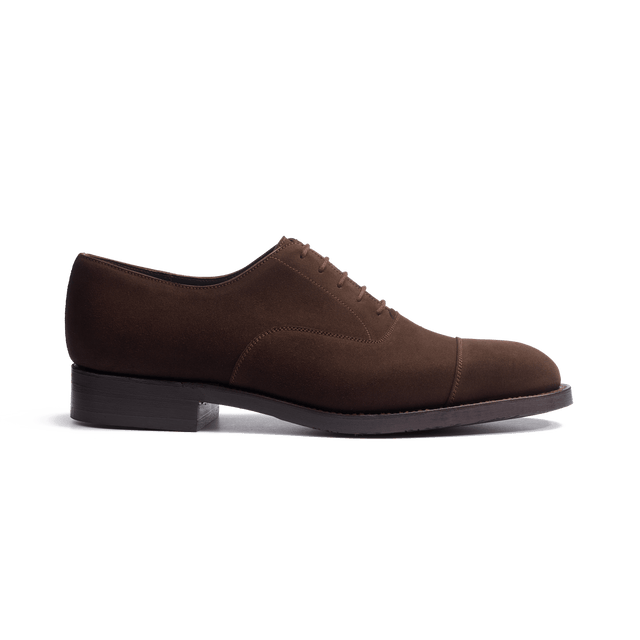 Cap Toe Oxford Shoe With Rubber Sole[Men Brown suede calfskin]