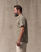 Short Sleeve Chambray Shirt - Coffee / Natural Plaid