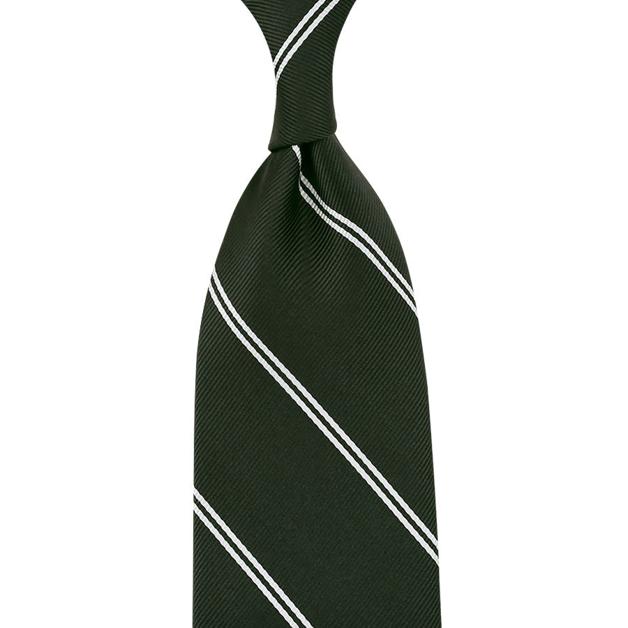 Japanese Double Bar Repp Stripe Silk Tie Dark